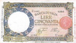 CARTAMONETA - BANCA d'ITALIA - Repubblica Sociale (1943-1945) - 50 Lire - Lupa 08/10/1943 - B.I. L'Aquila Alfa 258; Lireuro 11B RR Azzolini/Urbini
qB...