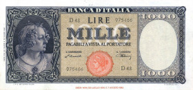 CARTAMONETA - BANCA d'ITALIA - Repubblica Italiana (monetazione in lire) (1946-2001) - 1.000 Lire - Testina 20/03/1947 Alfa 690; Lireuro 53A RR Einaud...