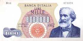 CARTAMONETA - BANCA d'ITALIA - Repubblica Italiana (monetazione in lire) (1946-2001) - 1.000 Lire - Verdi 1° tipo 10/08/1965 Alfa 714; Lireuro 55E Car...