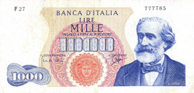 CARTAMONETA - BANCA d'ITALIA - Repubblica Italiana (monetazione in lire) (1946-2001) - 1.000 Lire - Verdi 1° tipo 25/07/1964 Alfa 713; Lireuro 55D RRR...