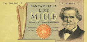 CARTAMONETA - BANCA d'ITALIA - Repubblica Italiana (monetazione in lire) (1946-2001) - 1.000 Lire - Verdi 2° tipo 25/03/1969 Alfa 718; Lireuro 56A2 R ...