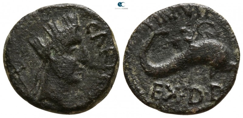 Iberia. Carteia circa 44 BC.
Bronze Æ

17mm., 2,79g.

CARTEIA, turreted hea...