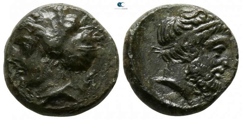Sicily. Entella circa 420-404 BC.
Trias Æ

14mm., 3,79g.

Head of Entella l...