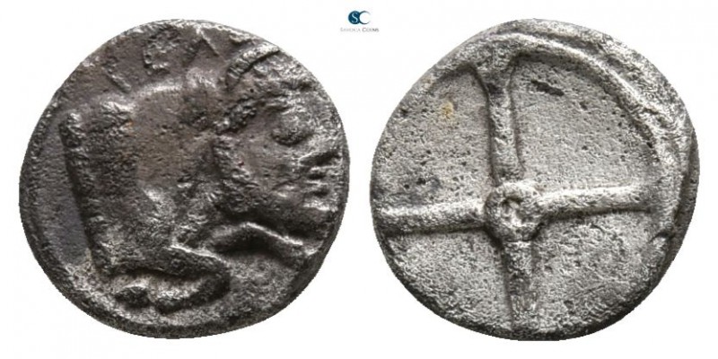 Sicily. Gela circa 480-470 BC.
Obol AR

8mm., 0,58g.

Forepart of man-heade...