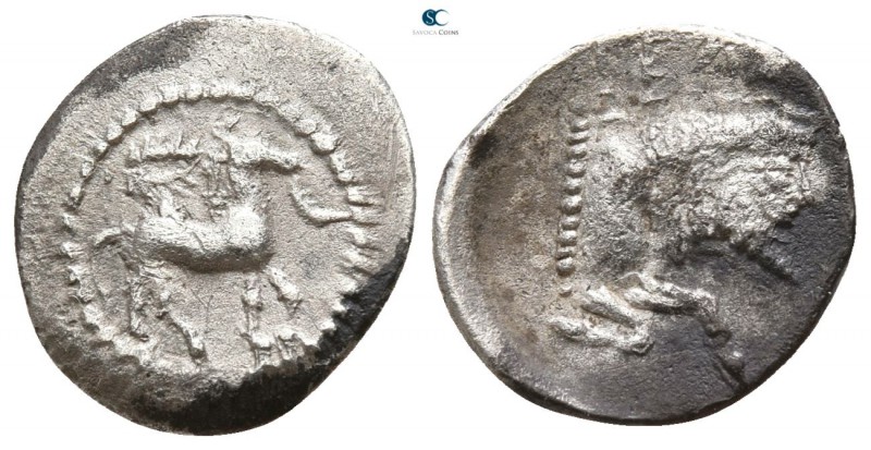 Sicily. Gela 465-450 BC.
Litra AR

12mm., 0,74g.

Bridled horse standing ri...