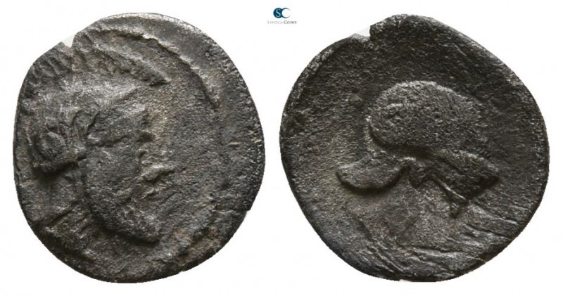 Sicily. Himera circa 430 BC.
Litra AR

8mm., 0,41g.

Helmeted and bearded h...