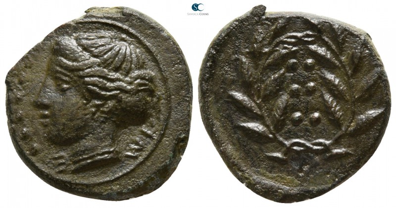 Sicily. Himera 420-407 BC.
Hemilitron Æ

17mm., 3,95g.

IME, head of nymph ...