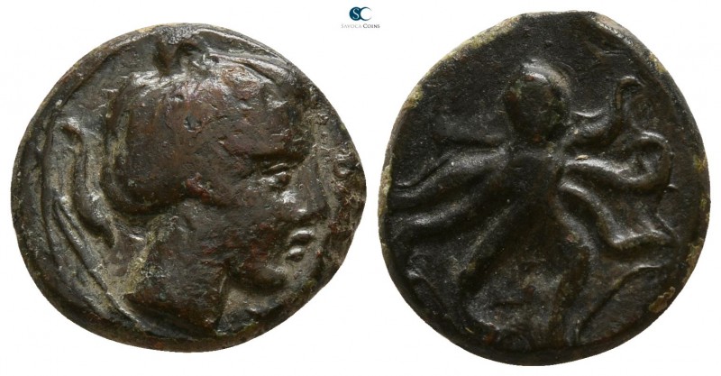 Sicily. Syracuse. Second Democracy 466-405 BC.
Tetras Æ

14mm., 2,65g.

ΣYP...