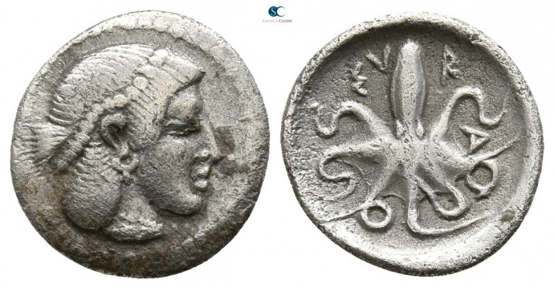 Sicily. Syracuse. Second Democracy 466-405 BC.
Litra AR

11mm., 0,79g.

Hea...