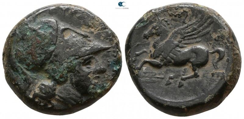 Sicily. Syracuse 310-308 BC.
Hemidrachm Æ

21mm., 10,51g.

Head of Athena r...