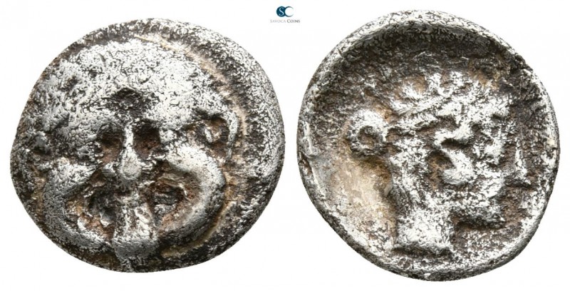 Macedon. Neapolis circa 375-350 BC.
Hemidrachm AR

13mm., 1,36g.

Facing go...