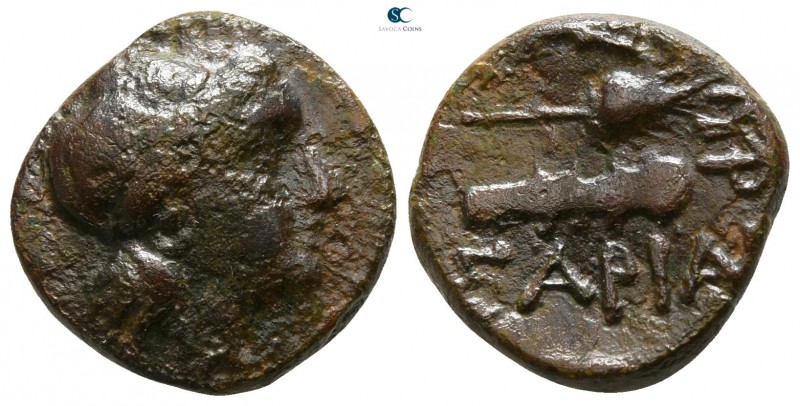 Scythia. Sariakos circa 180-150 BC.
Bronze Æ

14mm., 3,86g.

Laureate head ...