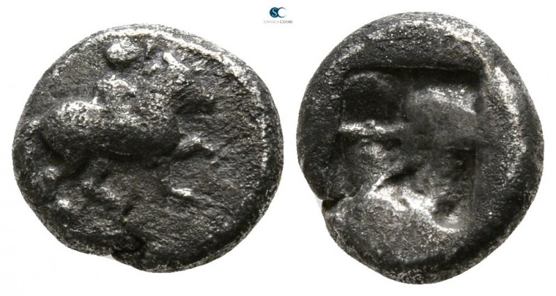 Thraco-Macedonian Tribes. circa 500-400 BC.
Diobol AR

9mm., 1,24g.

Horsem...