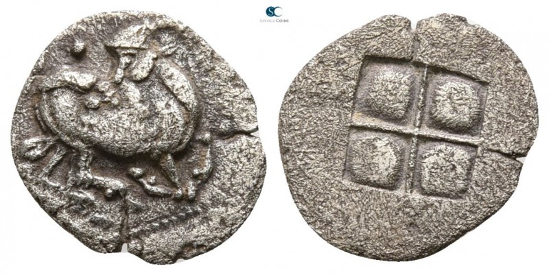 Thraco-Macedonian Tribes. Mygdones or Krestones circa 485-470 BC.
Diobol AR

...