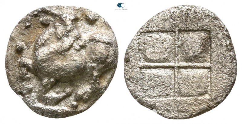 Thraco-Macedonian Tribes. Mygdones or Krestones circa 485-470 BC.
Diobol AR

...
