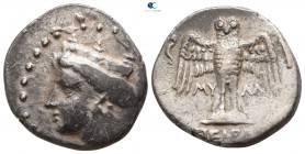 Pontos. Amisos as Peiraieos circa 400-350 BC. Myll-, magistrate.. Siglos-Drachm AR