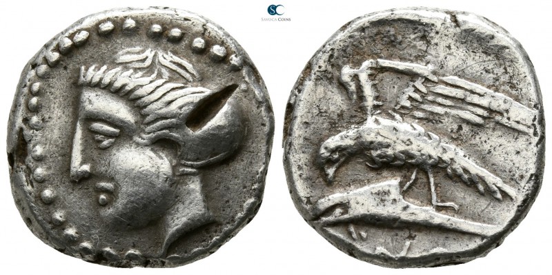 Paphlagonia. Sinope circa 410-350 BC.
Drachm AR

18mm., 6,04g.

Head of nym...