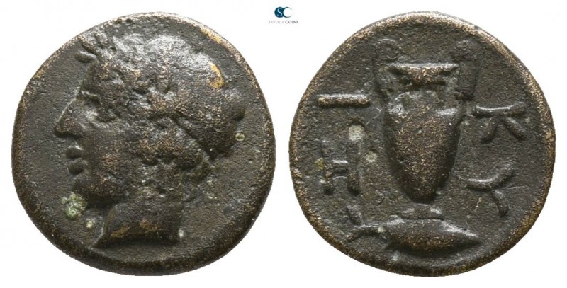 Mysia. Kyzikos circa 350-300 BC.
Bronze Æ

10mm., 0,80g.

Laureate head of ...