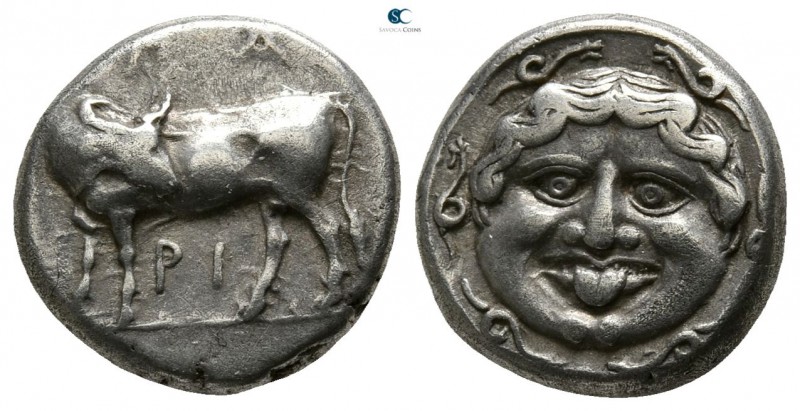 Mysia. Parion circa 400-300 BC.
Hemidrachm AR

10mm., 2,43g.

ΠA PI, bull s...