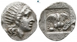 Islands off Caria. Rhodos circa 170-150 BC. Plinthophoric Drachm AR