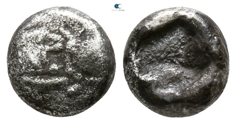 Kings of Lydia. Sardeis. Kroisos 564-539 BC.
1/24 Stater AR

6mm., 0,79g.

...