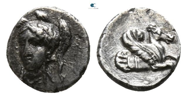 Cilicia. Uncertain mint circa 400-300 BC.
Hemiobol AR

5mm., 0,32g.

Head o...