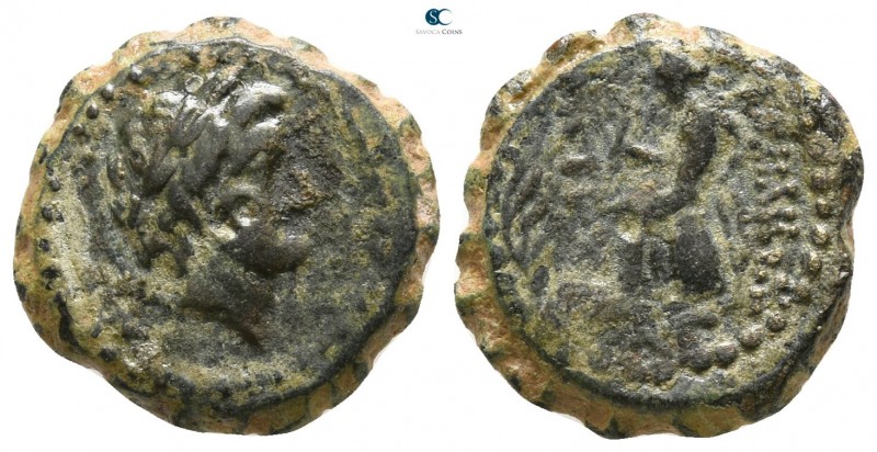 Seleukid Kingdom. Ake-Ptolemaïs. Antiochos IV Epiphanes AD 38-72.
Serrate Æ

...
