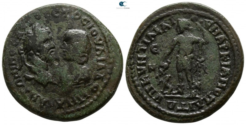 Moesia Inferior. Marcianopolis. Caracalla and Julia Domna AD 198-217.
Pentassar...