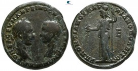 Moesia Inferior. Marcianopolis. Macrinus and Diadumenian AD 217-218. Pontianus, consular legate.. Pentassarion AE