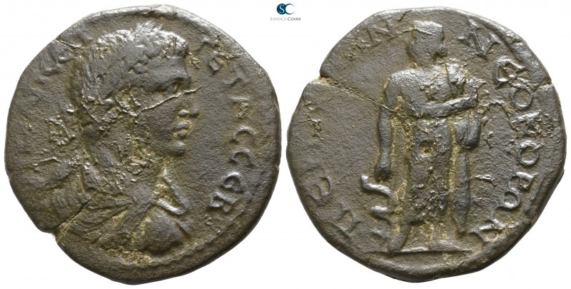 Thrace. Perinthos. Geta AD 198-211.
Bronze Æ

28mm., 15,33g.

ΑΥΤ ΚΡΑ Π CΕΠ...