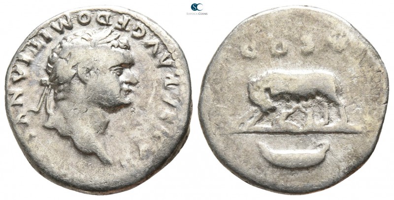 Domitian as Caesar AD 69-81. Rome
Denarius AR

17mm., 3,10g.

CAESAR AVG F ...