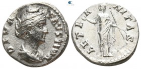 Faustina I, wife of Antoninus Pius AD 141. Rome. Denarius AR