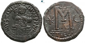 Justinian I. AD 527-565. Struck AD 529-533. Theoupolis (Antioch). Follis Æ