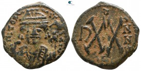 Maurice Tiberius. AD 582-602. Dated RY 6=AD 588/9.. Theoupolis (Antioch). Half follis Æ