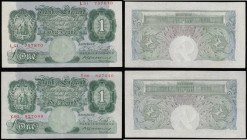 One Pounds Catterns 1930 B225 (2) L51 757870 AU and Y60 827040 EF the first appears printed off centre to the second with the serial number L51 757870...