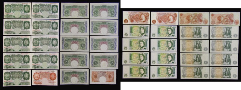 One Pound O'Brien B273 (9) issued 1955, two blocks of four consecutive numbers N...