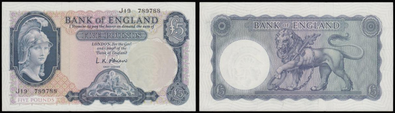 Five Pounds O'Brien Lion and Key 1961 issue B280 J19 789788 Unc or near so

Es...