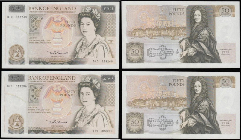Fifty pounds Somerset B352 issued 1981 (2 consecutives) series B10 323249 and 25...