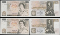Fifty pounds Somerset B352 issued 1981 (2 consecutives) series B10 323249 and 250, Christopher Wren on reverse, Pick381a, about UNC-UNC

Estimate: G...