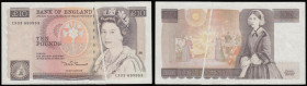 Ten Pounds Somerset CX03 690953 ERROR with a blank white strip about a millimetre in width running down both sides of the note at an angle to the secu...