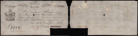 Bristol Bank 5 Pounds cut-cancelled across signature dated 9th October 1807 number D549 for Miles, Vaughan, Miles, Baugh and Birch where Birch has bee...
