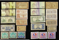 Egypt 5 Piastres Law 50 1940 issue series F/5 about Fine, France series of 1944 squares 2 Cents green (2) and 5 Cents blue (1) VF, Germany - Federal R...