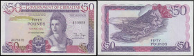 Gibraltar 50 Pounds Pick 24 dated 27th November 1986 signature B. Traynor serial number A 076639, about UNC - UNC. The highest denomination for the se...