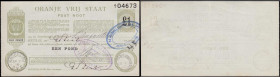 South Africa - Orange Free State pre Second Boer War (Anglo-Boer War) Post Office Post Noots (3) including 1 Pound Pick S688 series A/1 04673, EF or a...