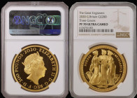 Two Hundred Pounds 2020 Three Graces, 2oz. Gold Proof in an NGC holder and graded NGC PF70 Ultra Cameo. The reverse a stunning representation of Willi...