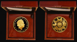 Two Hundred Pounds 2021 Queen's Beasts, 2oz. Gold Proof with a new Jody Clark reverse displaying the Effigy of the Queen in the centre and surrounded ...