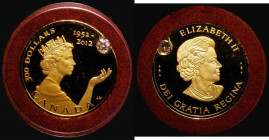 Canada 300 Dollars 2012 Queen Elizabeth II Diamond Jubilee .999 Gold Proof with inset diamond, 25mm diameter weighing 22.00 grammes (AGW 0.707oz.) FDC...