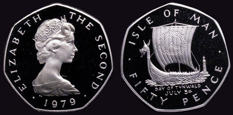 Isle of Man Fifty Pence 1979 Millennium of the Tynwald, Platinum Proof KM#51b, 3...