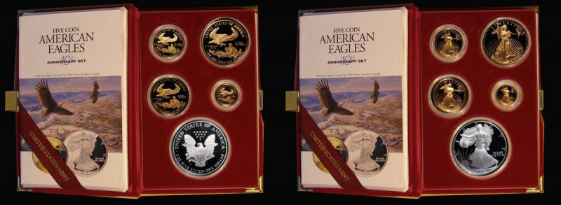 USA The American Eagle 10th Anniversary Set 1995 a 5-coin set comprising 50 Doll...