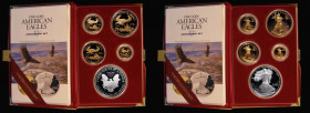 USA The American Eagle 10th Anniversary Set 1995 a 5-coin set comprising 50 Dollars 1995W Gold One Ounce, 25 Dollars 1995W Gold Half Ounce, Ten Dollar...